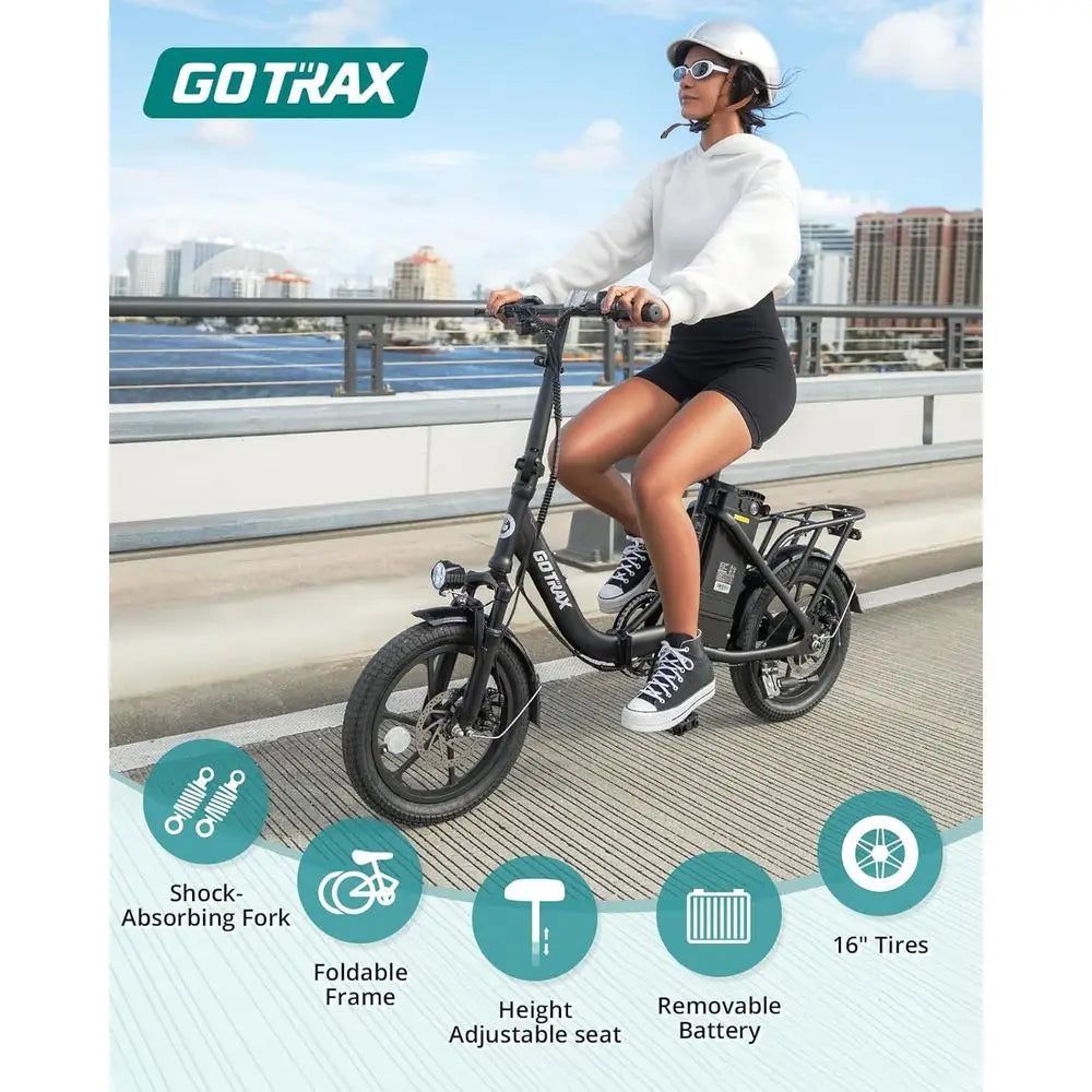 16 Electric Bike - 28 Mile Range, 15.5Mph, 500W Peak Power, Removable Battery, Suspension, Adjustable Size for Adults & Teens