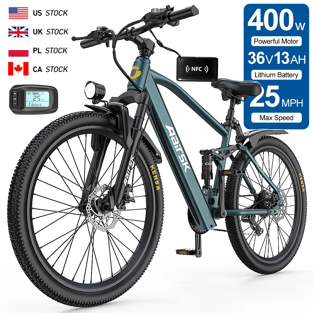 400W Lithium Battery 26inch Fat Tyre Mountain Bike 36V 13AH City Ebike Bicycle Electric Bike