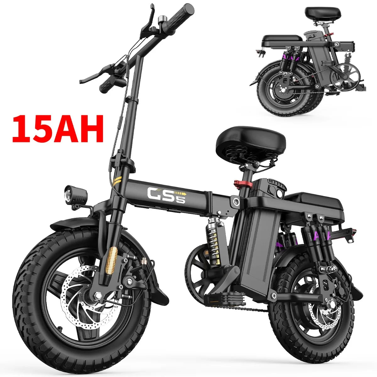 UPlee GS5 500W electric bike adults 48V 15AH battery 30KM/H 70-80km Assist Mode mileage Electric Bike 14inch foldable e Bike