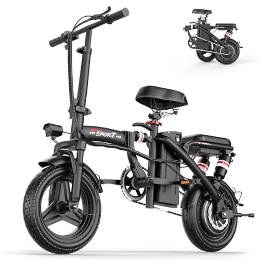 Foldable Electric Bike for Adults Teens 1200W Peak Motor Up to 25 MPH 45 Miles PAS Range Dual Suspension 14 Tires 3-Speed Modes