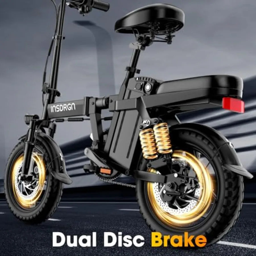 14 Folding Electric Bike for Adults with 1500W Motor 20MPH Max Speed 48V 16Ah Removable Battery 35/62 Miles Max Range UL 2849 C