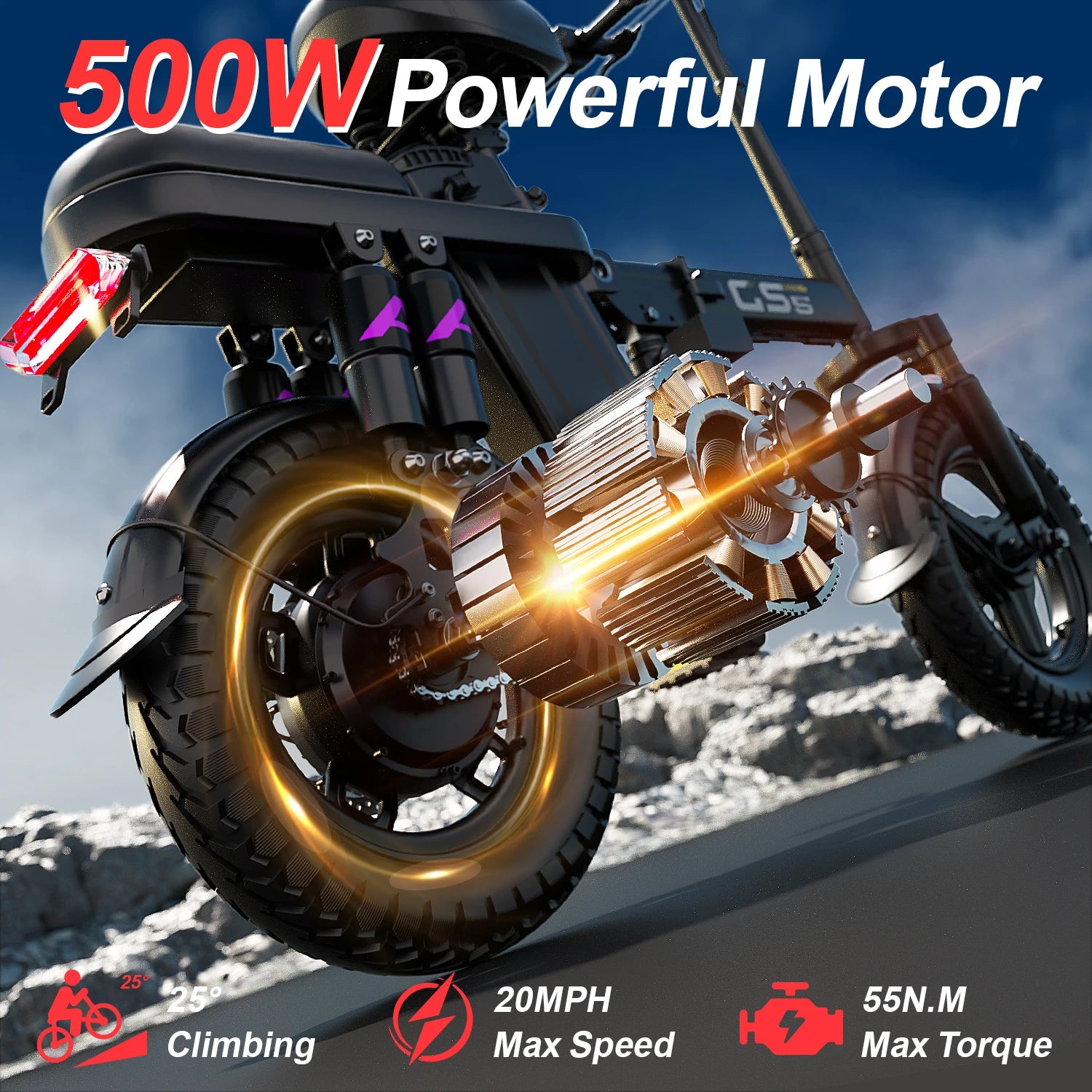 UPlee GS5 500W electric bike adults 48V 15AH battery 30KM/H 70-80km Assist Mode mileage Electric Bike 14inch foldable e Bike