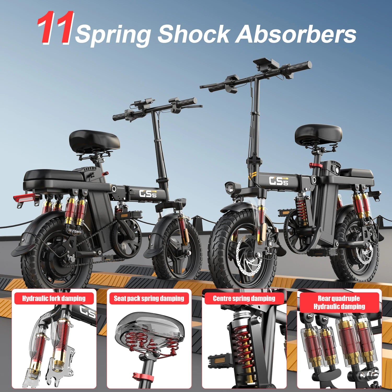 UPlee GS5 500W electric bike adults 48V 15AH battery 30KM/H 70-80km Assist Mode mileage Electric Bike 14inch foldable e Bike