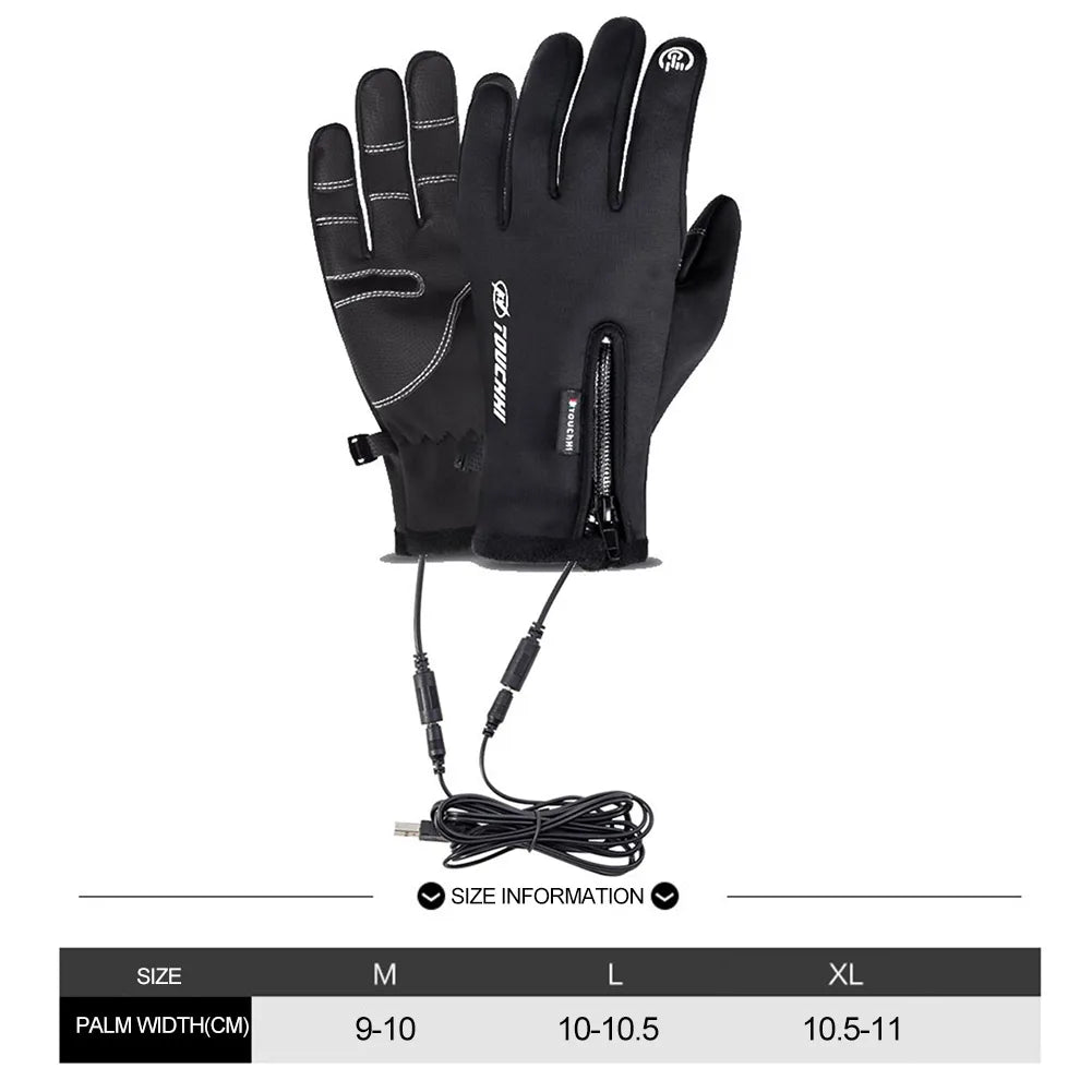 1/2Pair M-2XL USB Winter Gloves Electric Heating Hand Warmer Thermal GlovesWaterproof Snowboard Cycling Motorcycle Bicycle Ski O