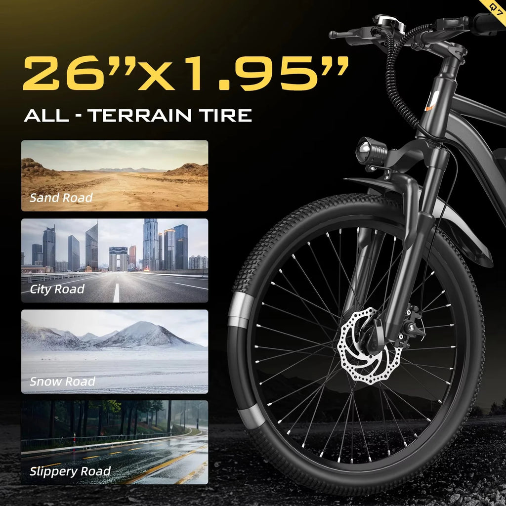 Powerful Men Carbon Steel Frame Electric Bicycle 26inch Mountain City Electric Bike
