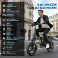 24MPH 48V Adult Electric Bike, 14 Commuter with Removable Battery, 10 Shocks, Dual Disc Brakes