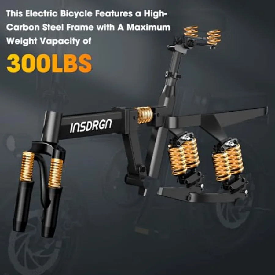 14 Folding Electric Bike for Adults with 1500W Motor 20MPH Max Speed 48V 16Ah Removable Battery 35/62 Miles Max Range UL 2849 C