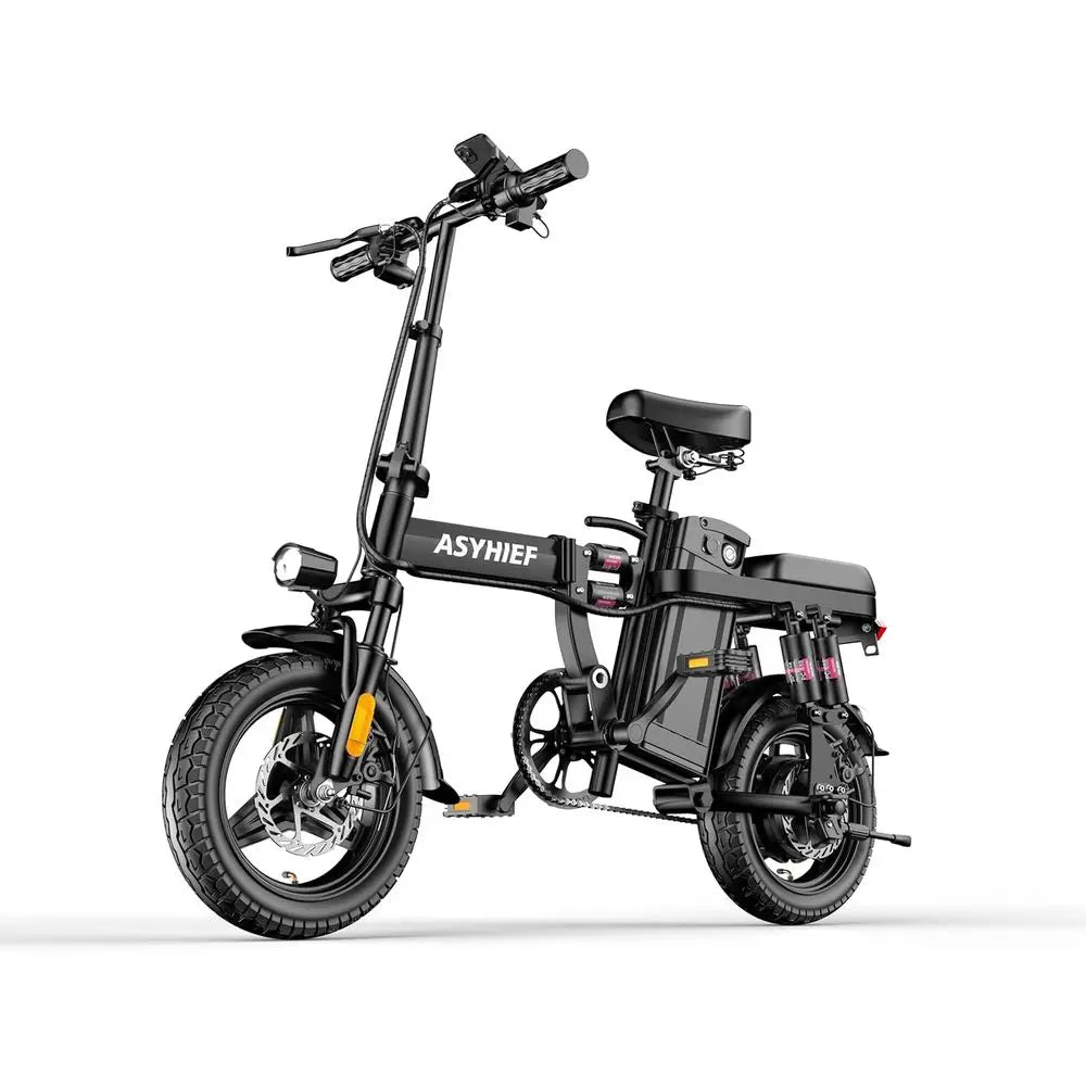 24MPH 48V Adult Electric Bike, 14 Commuter with Removable Battery, 10 Shocks, Dual Disc Brakes