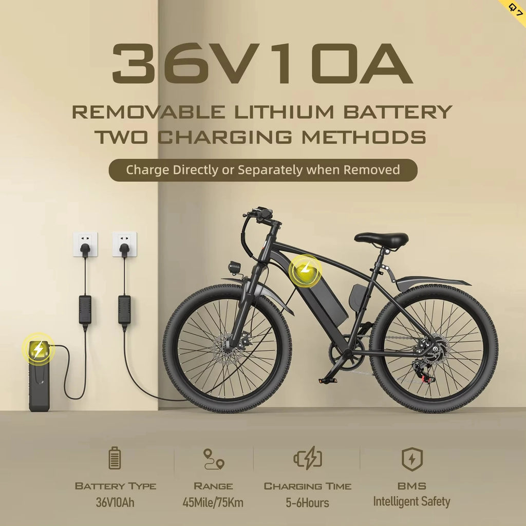 Powerful Men Carbon Steel Frame Electric Bicycle 26inch Mountain City Electric Bike