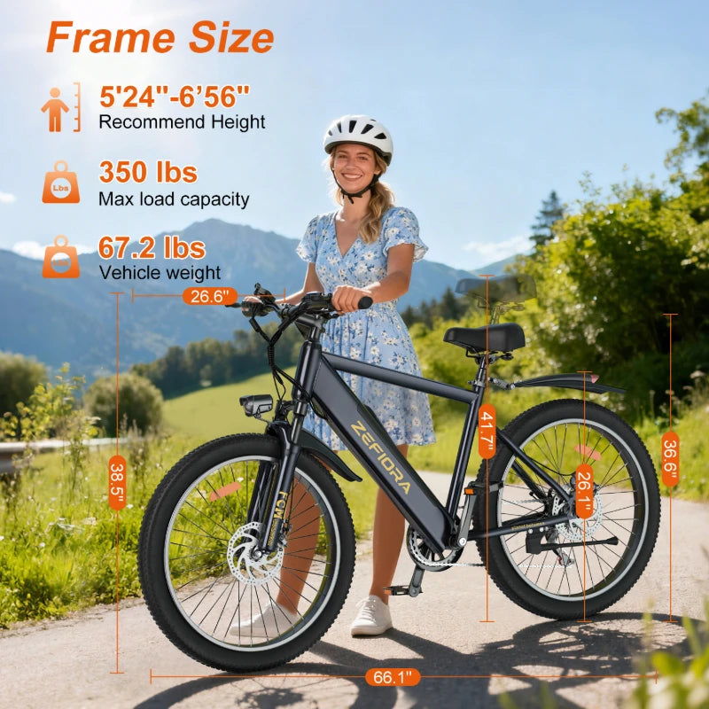 Dirt Bike Electric 1000w 14 26 Inch 30-50mph 30-60miles Aluminum Alloy,climbing 45° Slopes All Terrain Off-road Electric Bicycle