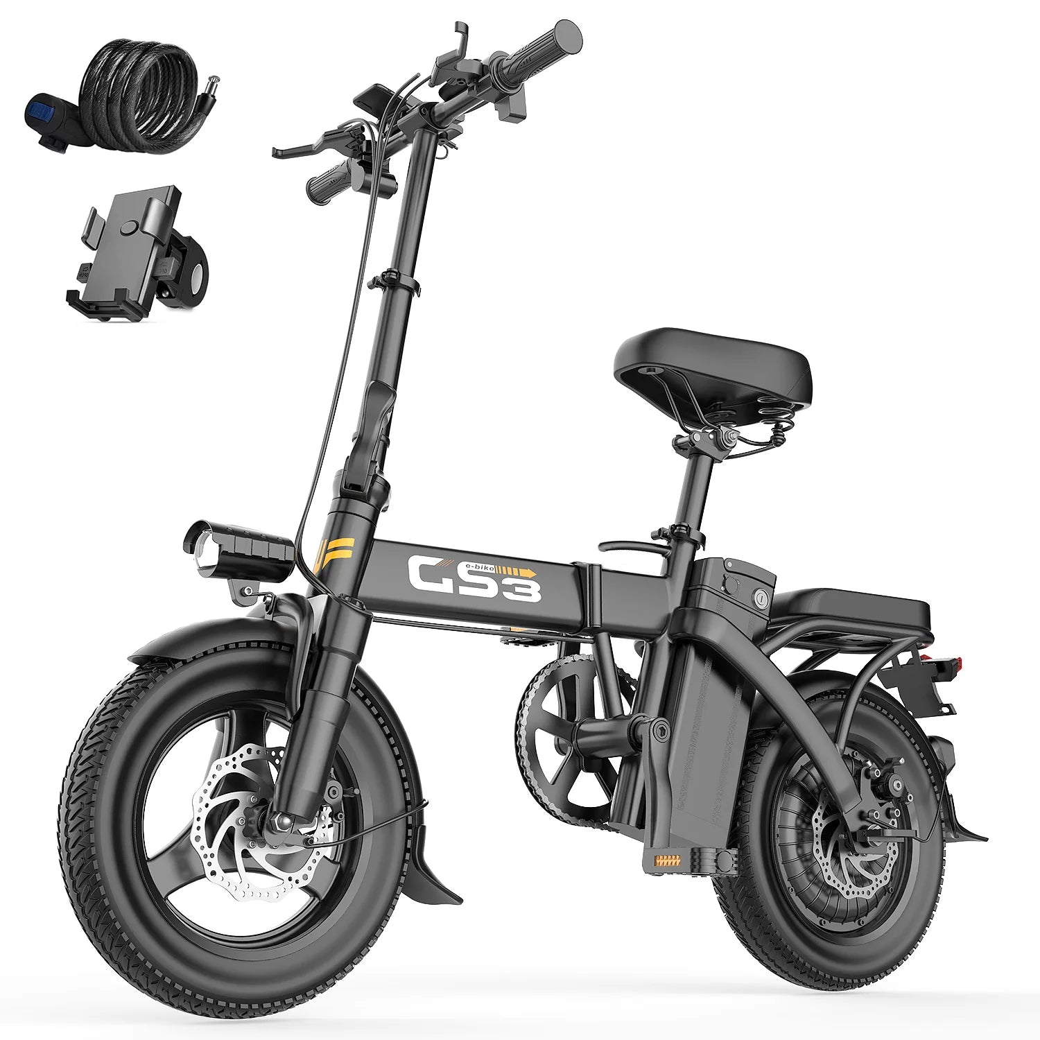 14-inch electric bike easy to fold adult commuter electric bike, 500W motor, removable battery, 20-mile maximum range