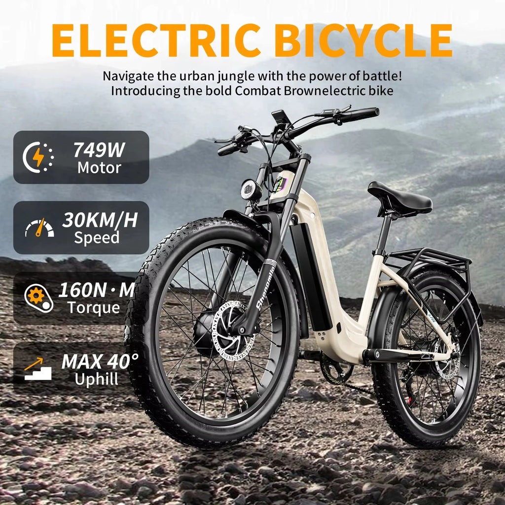 Suspension 48v2000W 17.5AH 26 Inch Mountain Adult Bicycle Lithium Battery 7 Speed Electric Bike SHENGMILO
