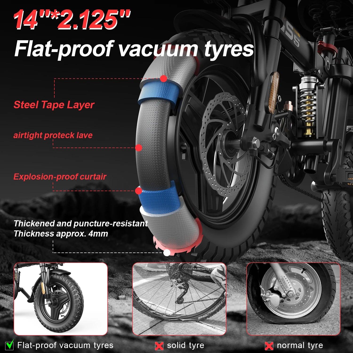 UPlee GS5 500W electric bike adults 48V 15AH battery 30KM/H 70-80km Assist Mode mileage Electric Bike 14inch foldable e Bike