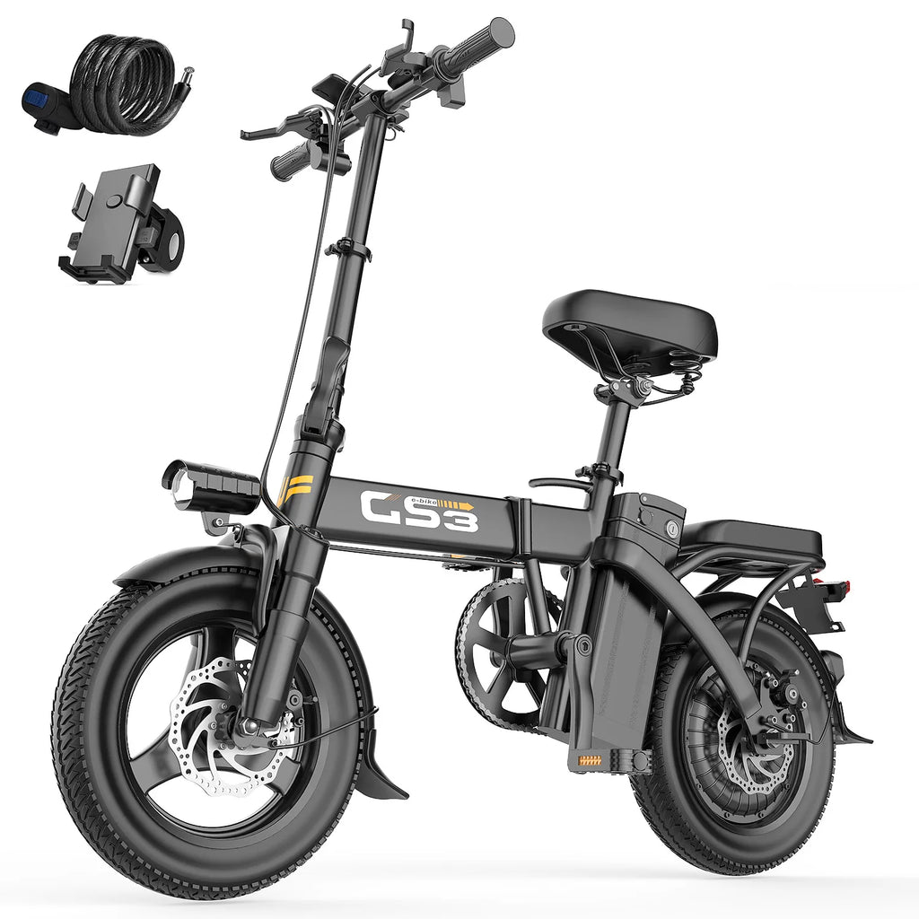 14-inch electric bike easy to fold adult commuter electric bike, 500W motor, removable battery, 20-mile maximum range
