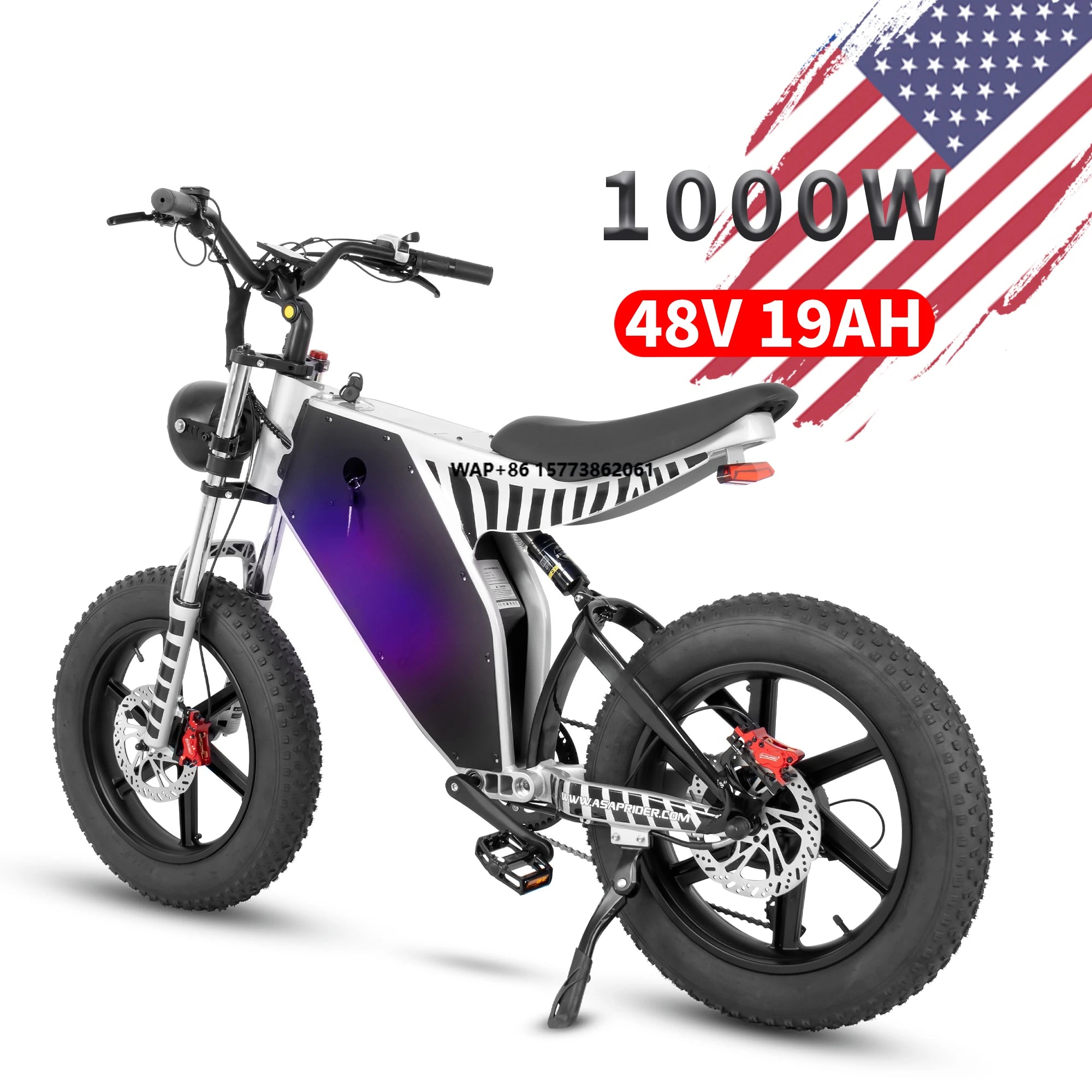 Electric Bicycle Equipped 20inch Fat Tire Using 48V 19Ah Lithium Battery Powered E-bike