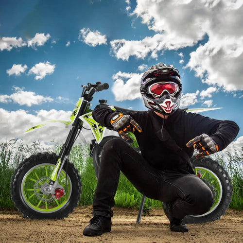 49cc 2-Stroke Kids Dirt Bike, Gas Power Motocross, Off Road Mini Motorcycle, Children Motorbike Front Rear Disc Brakes, Pull Sta