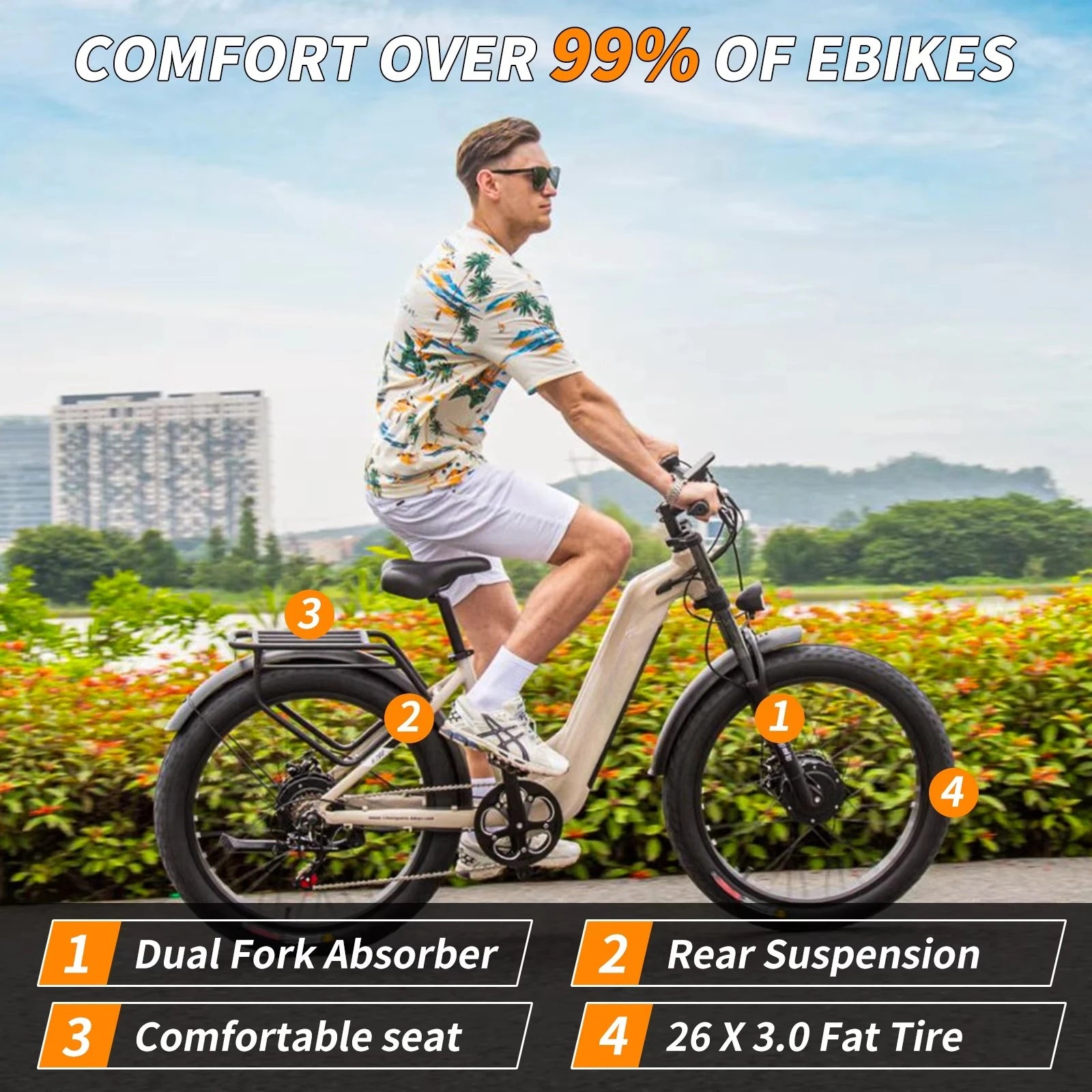 Suspension 48v2000W 17.5AH 26 Inch Mountain Adult Bicycle Lithium Battery 7 Speed Electric Bike SHENGMILO